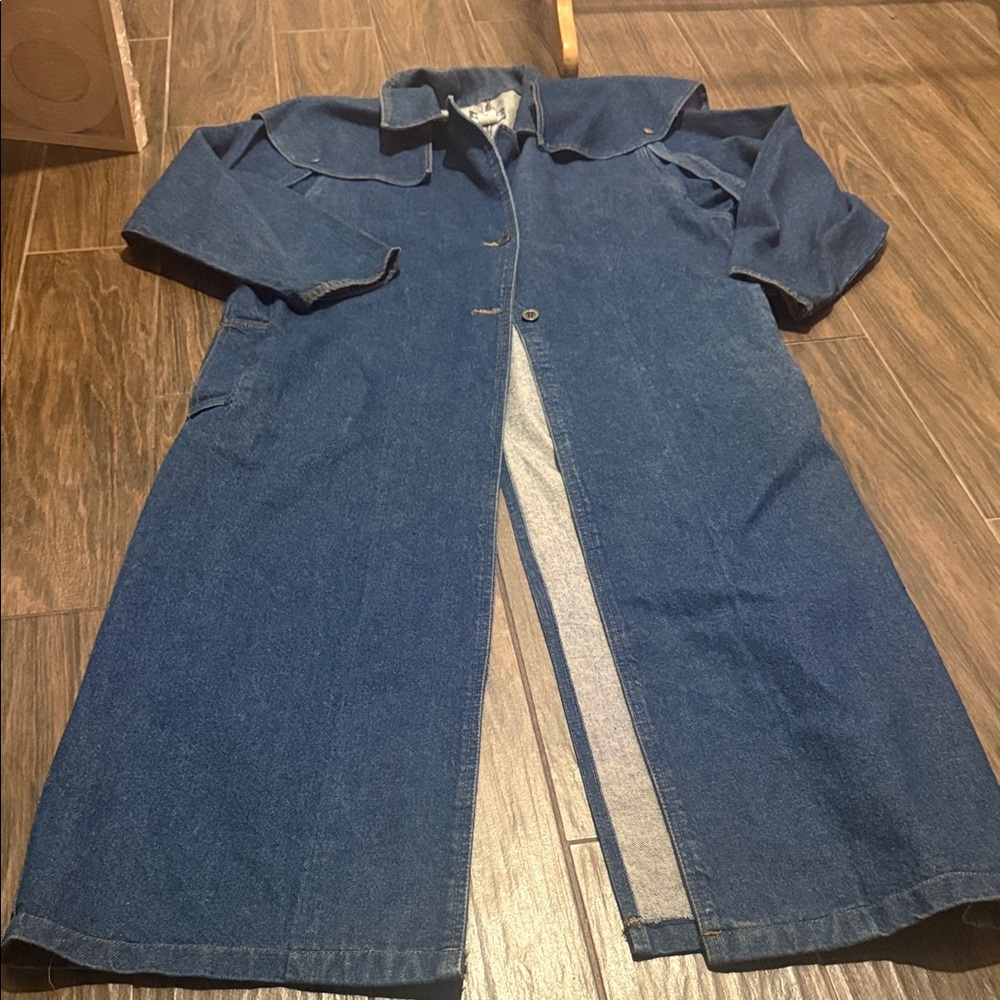 Stoney River Mountain Blue Denim Coat removable cape - trench coat vintage